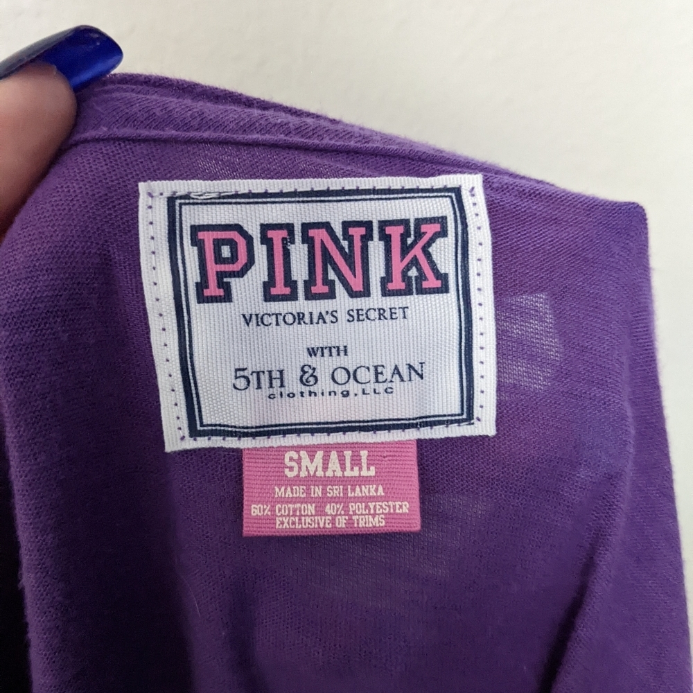 VS PINK purple white and gold rhinestone LSU tigers varsity T-shirt size small - Picture 2 of 11